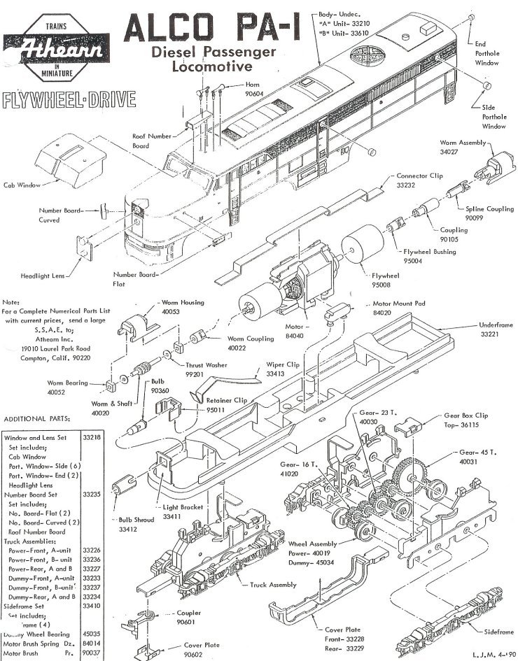 Athearn Parts Diagrams Locomotive